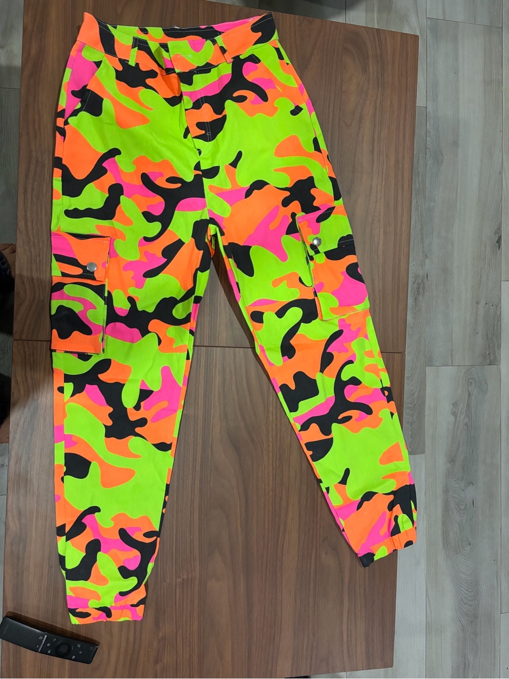 Amazon Neon Camo Cargo Joggers in Green, Orange, Pink & Black